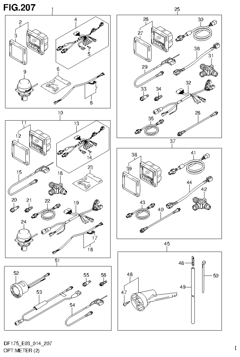 Suzuki DF175ZG OPT:METER (2) (DF150TG E03) parts diagram